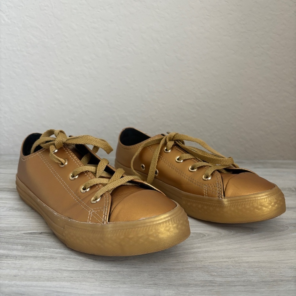 Unique Converse All Star Chuck Low Top Sneakers Metallic Gold Y4 - Picture 5 of 8